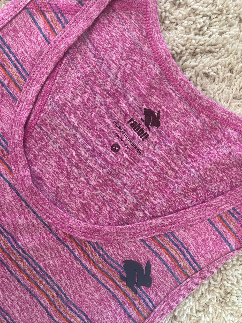 Rabbit EZ Cropped Tank, Pink Striped XS - Picture 4 of 8